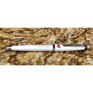 CROSS Solo White & Chrome Twist Ballpoint Pen Hallmark FOR MY‎ FRIEND RED HEART